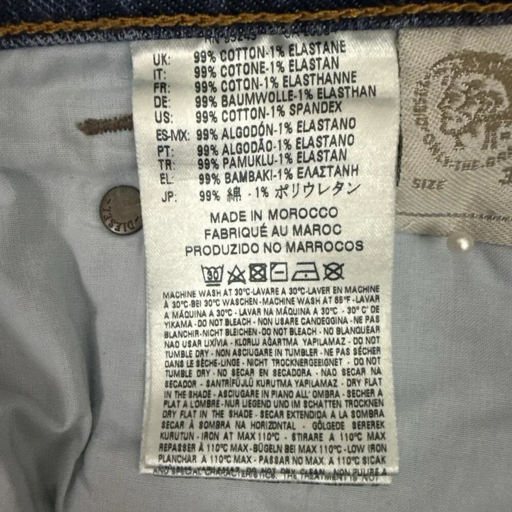 Diesel Waykee Regular Straight Jeans Mens 36X32 Medium Wash Button Fly